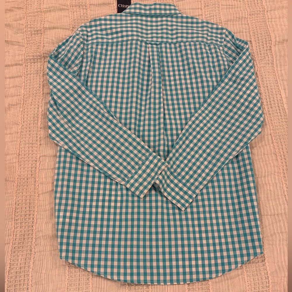 Chaps Easy Care Blue‎ White Check Button Down Shirt Men’s Medium NWT - Picture 5 of 5